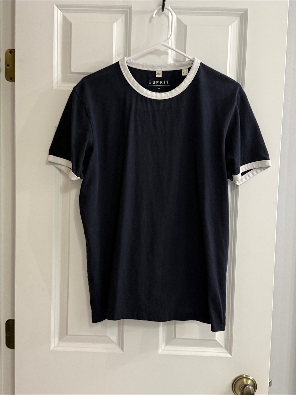 Esprit Navy Short Sleeve Ringer Tee with White Trim